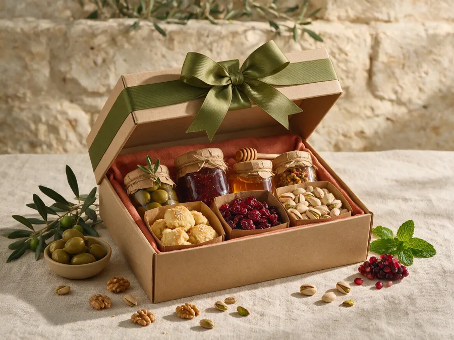 Coffret Qalya avec pots artisanaux et douceurs